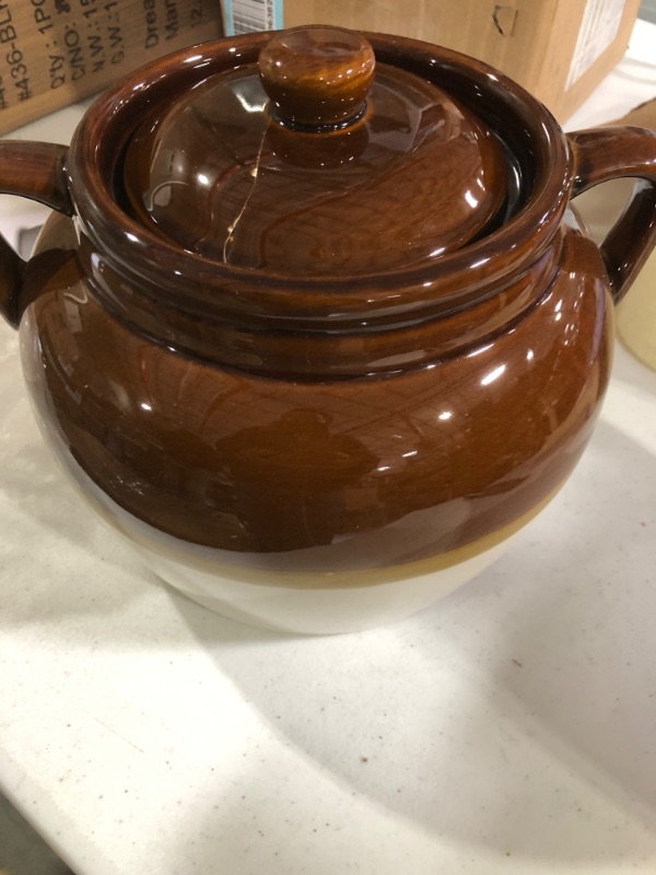 Photo 3 of  4.5-Quart Large Ceramic Bean Pot with Lid, Brown Bean Pot (Large)