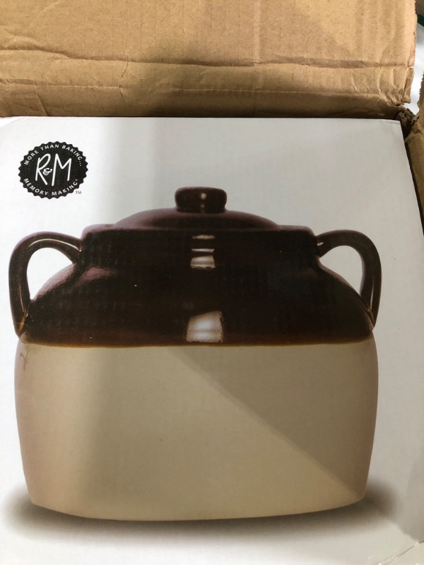 Photo 2 of  4.5-Quart Large Ceramic Bean Pot with Lid, Brown Bean Pot (Large)