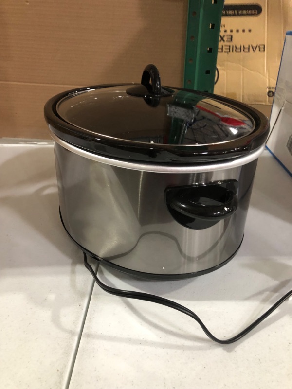 Photo 4 of **USED** DENTED ON THE BACK* MINOR SCRATCHES ON THE GLASS** Crock-Pot Digital Slow Cooker - 8 qt - Black Stainless