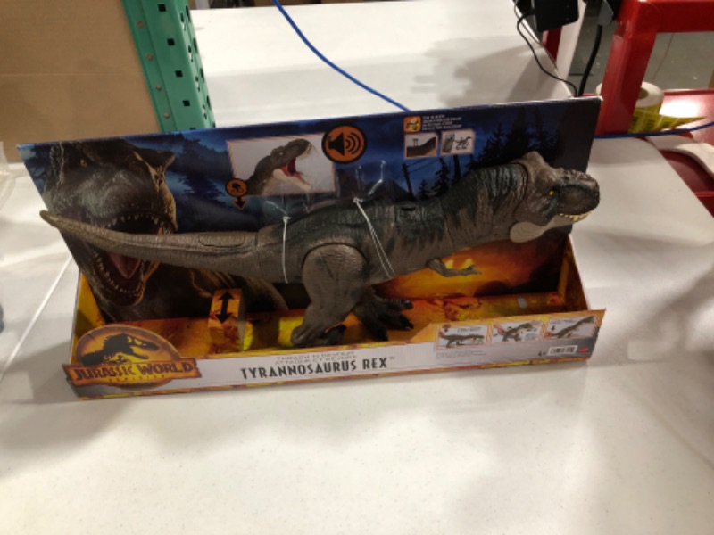 Photo 2 of ?Jurassic World Dominion Dinosaur T Rex Toy, Thrash ‘N Devour???? Frustration Free Packaging 21 x 6.75 x 8.4 inches