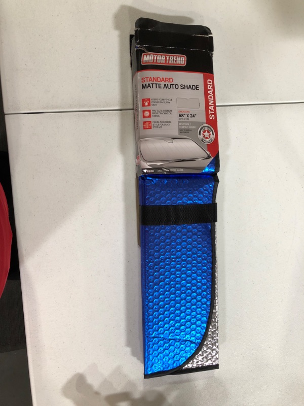 Photo 1 of Motor Trend Front Windshield Sun Shade 58 x 24 Inch (Blue)