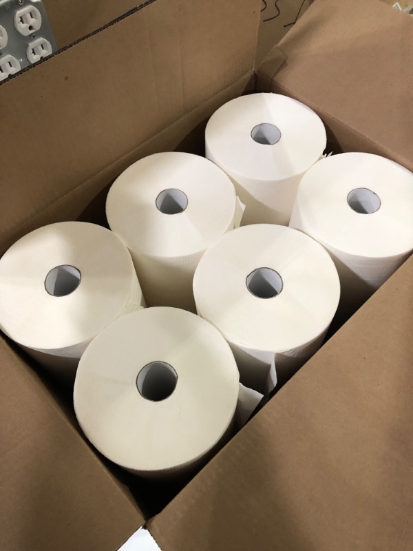 Photo 3 of High Capacity TAD Towel rolls, 10" Roll, White, 6 Rolls Premium Quality Fits Touchless Automatic roll Towel Dispenser