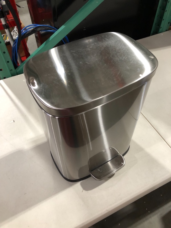 Photo 2 of 3.1 Gallon Soft-Close Trash Can with Foot Pedal Brushed Stainless Steel, Satin Nickel 