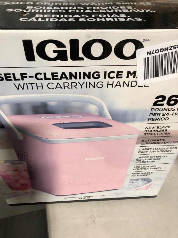 Photo 2 of 26-Pound Automatic Self-Cleaning Portable Countertop Ice Maker Machine with Handle, Pink 