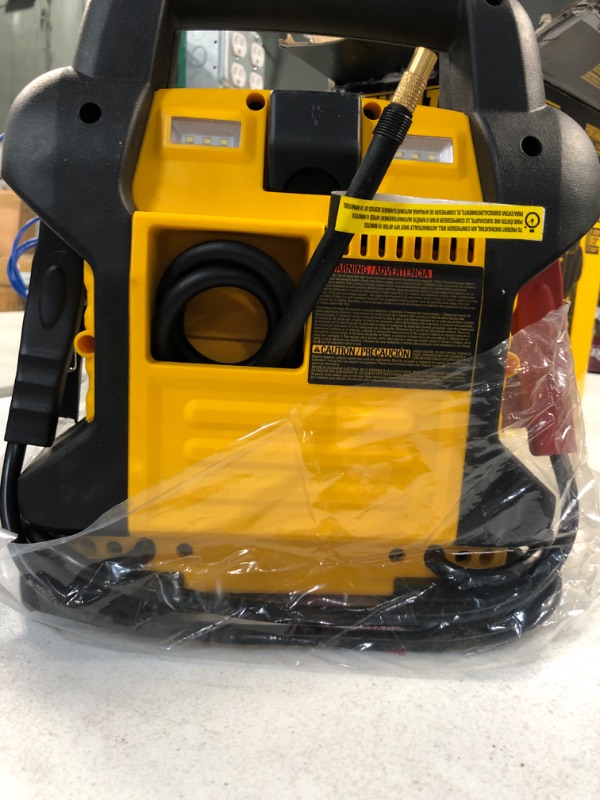 Photo 3 of DEWALT DXAEJ14 Digital Portable Power Station Jump Starter: 1400 Peak/700 Instant Amps, 120 PSI Digital Air Compressor, 3.1A USB Ports, Battery Clamps , Yellow