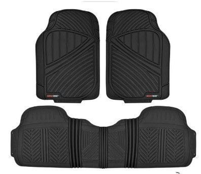 Photo 1 of Motor Trend FlexTough Performance All Weather Rubber Car Floor Mats Heavy-Duty Waterproof (Black)