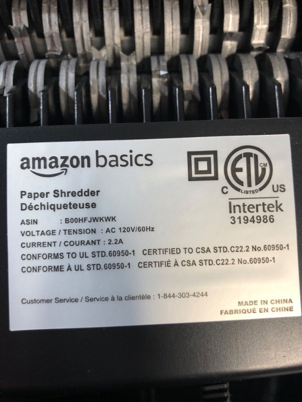 Photo 4 of Amazon Basics 6-Sheet Cross-Cut Paper and Credit Card Home Office Shredder 6 Sheet Shredder