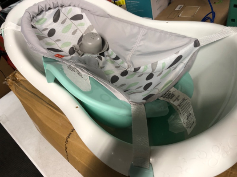 Photo 4 of **USED** Fisher-Price 4-in-1 Sling 'n Seat Bath Tub, Climbing Leaves, Baby to Toddler Convertible Tub with Seat and Toys