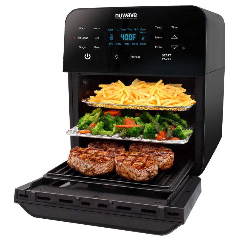 Photo 1 of **SEE NOTES**
NUWAVE Brio Air Fryer Smart Oven, 15.5-Qt X-Large Family Size, Black 