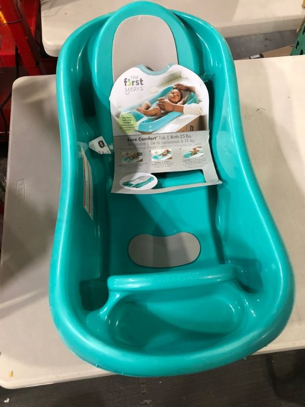 Photo 2 of *USED/MISSING PIECES**The First Years Sure Comfort Deluxe Newborn to Toddler Tub, Teal Aqua