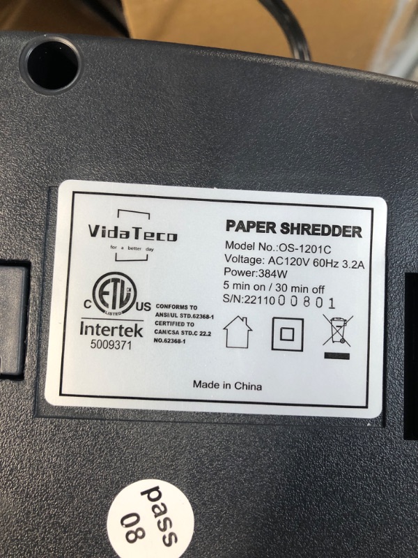 Photo 3 of Paper Shredder, VidaTeco 14-Sheet Cross-Cut Shredder with US Patented Cutter, 6.6-Gallon Basket (ETL) Cross Cut 14-Sheet