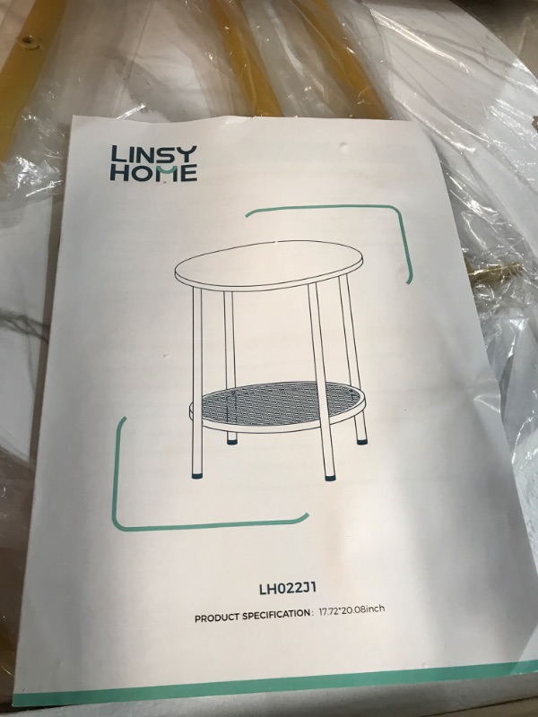 Photo 3 of **PARTS ONLY**
LINSY HOME Round Coffee Table and End Table White and Gold White?not Marble? + Gold 1xCoffee Table+2xEnd Table