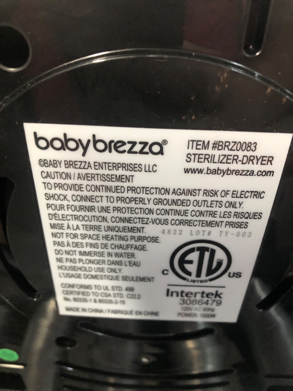 Photo 3 of Baby Brezza Superfast - Just 10 Minutes - Baby Bottle Sterilizer + Dryer - Electric Steam Sterilization – Universal Sterilizing for All Bottles: Plastic + Glass + Pacifiers + Breast Pump Parts