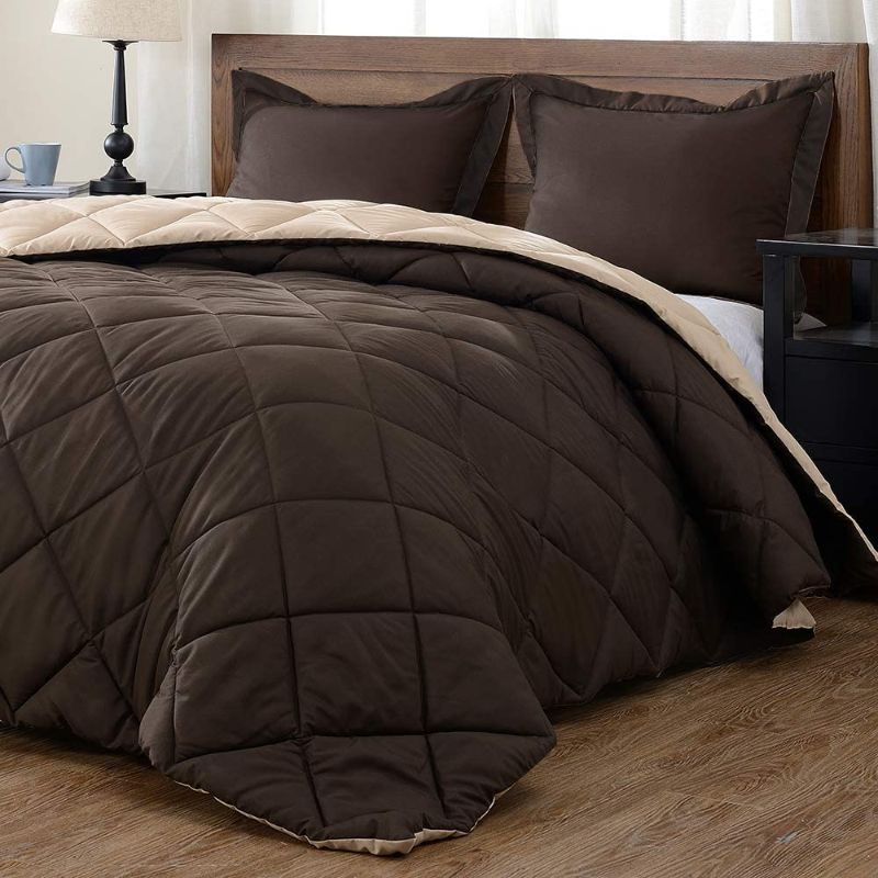 Photo 1 of [Notes] downluxe Lightweight Solid Comforter Set (King) with 2 Pillow Shams - 3pc Set - Brown 