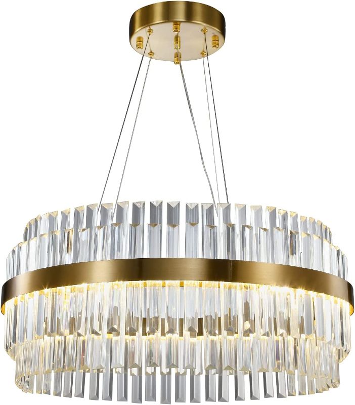 Photo 1 of [See notes] Modern Crystal Chandelier, 2-Tier Crystal Pendant Lighting Fixture in Gold
