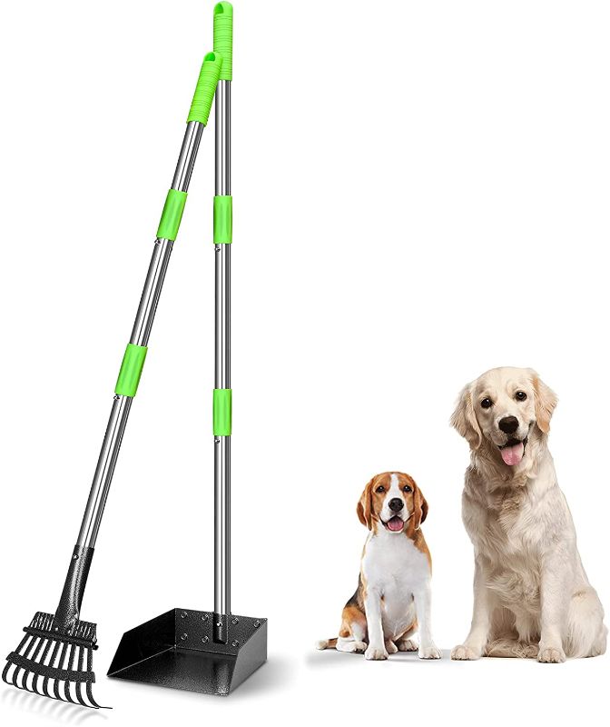 Photo 1 of  Dog Pooper Scooper Long Handle Stainless Metal Tray and Rake