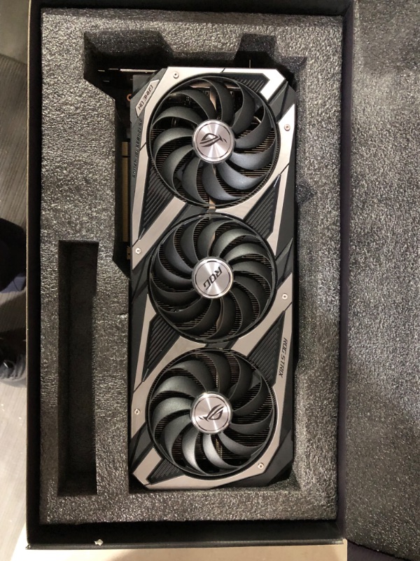 Photo 2 of ASUS ROG Strix NVIDIA GeForce RTX 3080 OC Edition Gaming Graphics Card (PCIe 4.0, 12GB GDDR6X, LHR, HDMI 2.1, DisplayPort 1.4a, Axial-tech Fan Design, 2.9-Slot, Super Alloy Power II, GPU Tweak II) Graphic Card