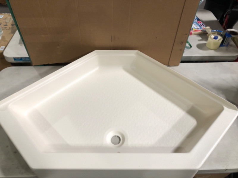 Photo 2 of Lippert 301241 Better Bath 34" x 34" Neo Angle RV Shower Pan Center Drain Parchment