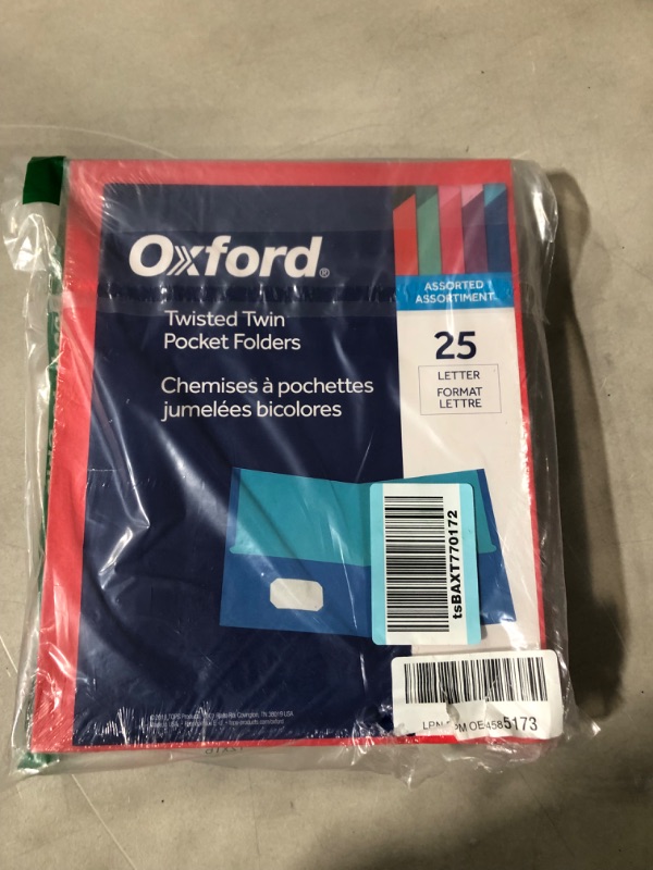 Photo 2 of Oxford 2 Pocket Folders (Blue, Purple, Teal, Orange, Pink) 25 Per Box (53274EE)