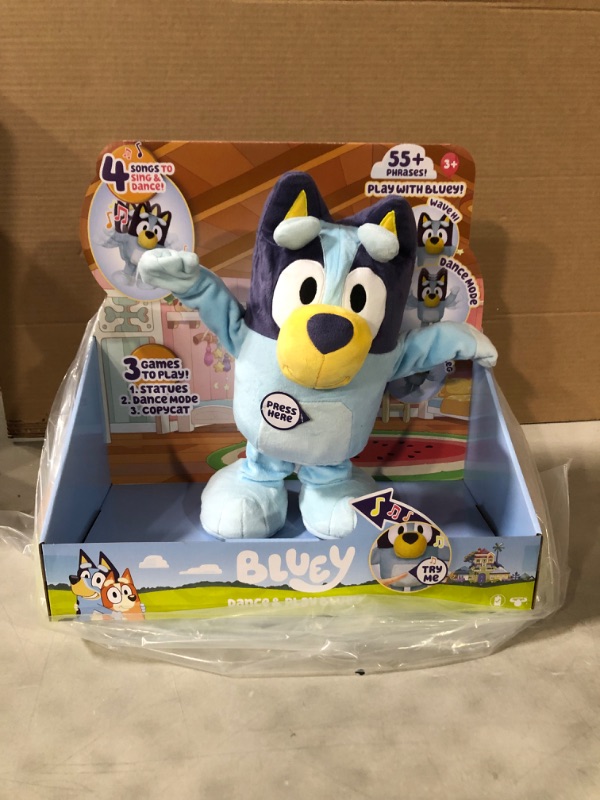 Photo 2 of Bluey Dance and Play 14" Animated Plush | Over 55 Phrases and Songs, Multicolor