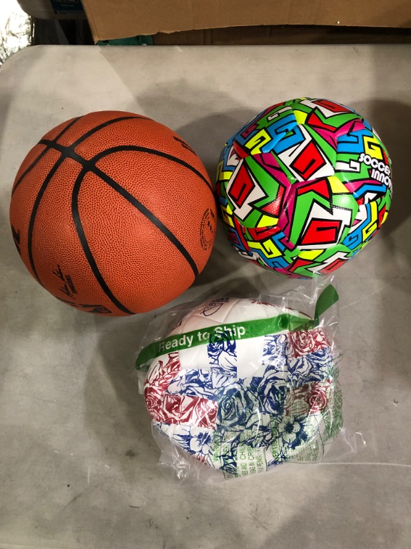 Photo 1 of [SET] 3 Assorted Sports Balls - Basketball and 2 Soccer