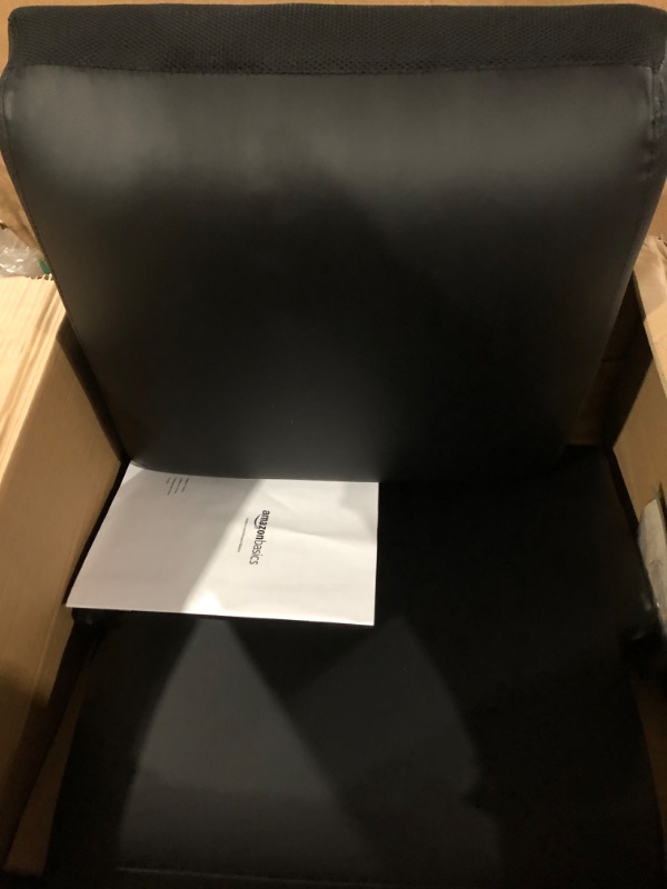 Photo 1 of Amazon Basics Classic Reception Office Chair with Mahogany Wood Finish Legs - Black