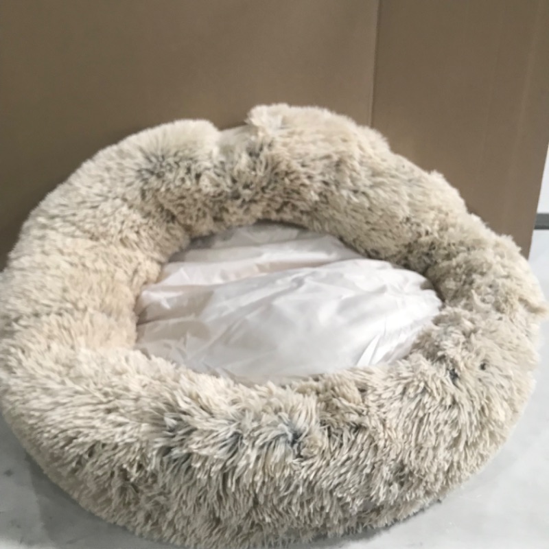 Photo 2 of Best Friends by Sheri The Original Calming Donut Cat and Dog Bed in Shag and Lux Fur, Machine Washable, High Bolster, Multiple Sizes S-XXL Shag Taupe Large 36" x 36" Bed Only