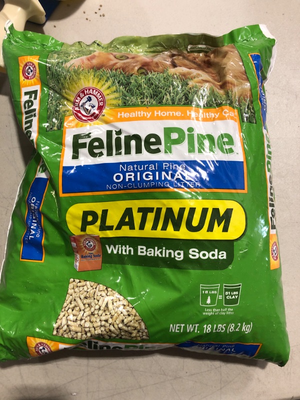 Photo 2 of ARM & HAMMER Feline Pine Platinum with Baking Soda Non-Clumping Cat Litter, 18lb Bag (SLIGHTLY USED)