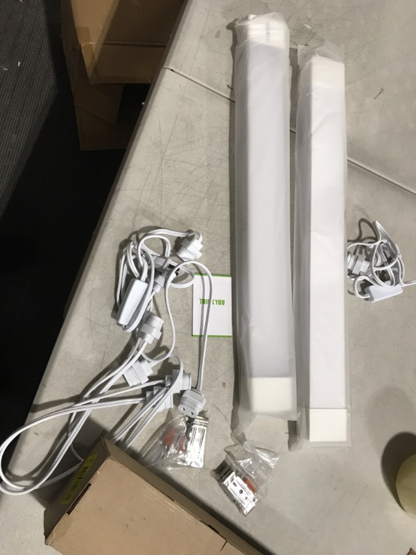 Photo 1 of WNSNOU Plug Light, LED Shop Light , Waterproof and Linkable LED Tube Light, Plug Cord with NO/Off Switch, 5000K, 18W 2000LM, (2FT-2PCS)