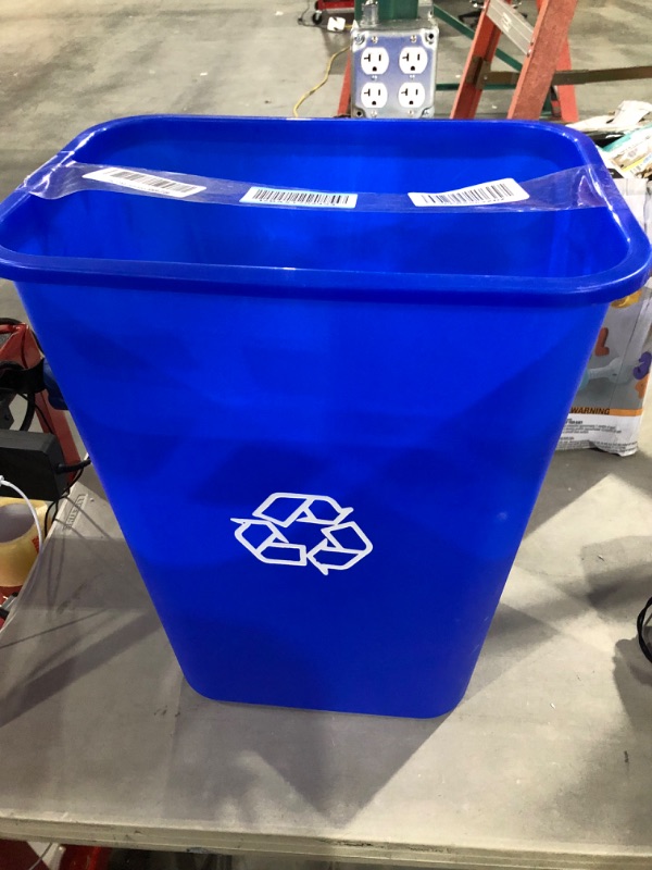 Photo 2 of AmazonCommercial 10 Gallon Commercial Office Wastebasket, Blue, w/ Recycle Logo, 1-pack