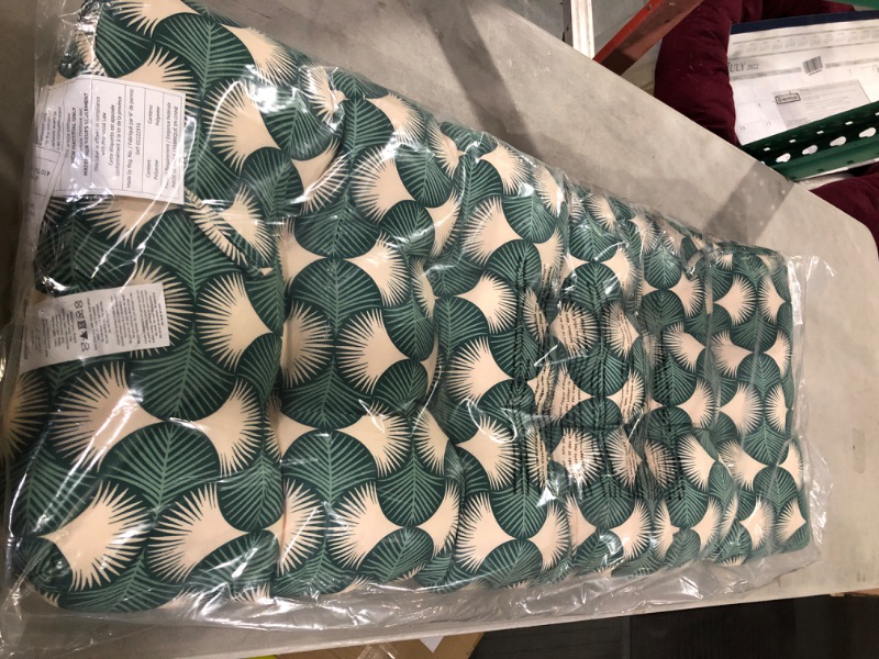 Photo 1 of Amazon Basics Tufted Outdoor Patio Bench Cushion 44 x 18 x 4 Inches, Green Fan Leaf