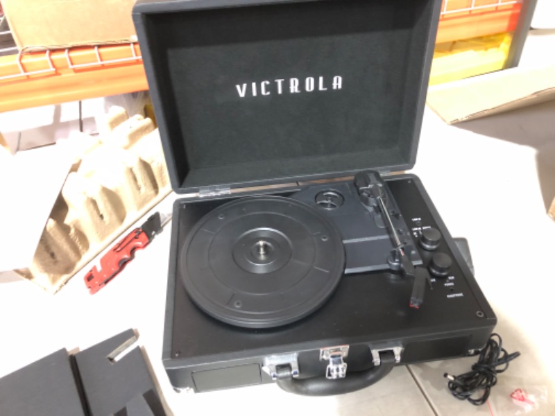 Photo 2 of Victrola Journey+ Bluetooth Suitcase Record Player with Matching Record Stand Black Record Player & Case