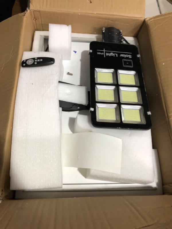 Photo 4 of -SEE NOTES-HYKOONT 1200W Solar Street Light Dusk to Dawn, Flood Lights Outdoor with Remote Control, 6500K Daylight White IP66 Waterproof 