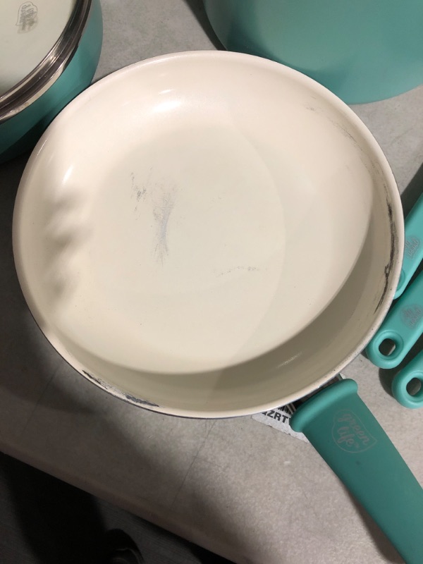 Photo 3 of ** SEE NOTES* Greenlife Soft Grip Ceramic Non-Stick Cookware Set, Turquoise