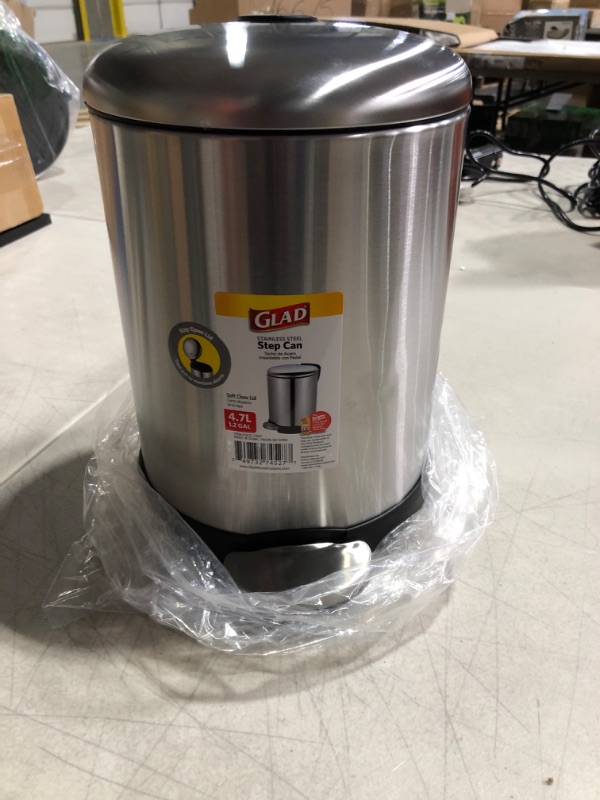 Photo 2 of Glad Small Trash Can, 1.2 Gallon Stainless