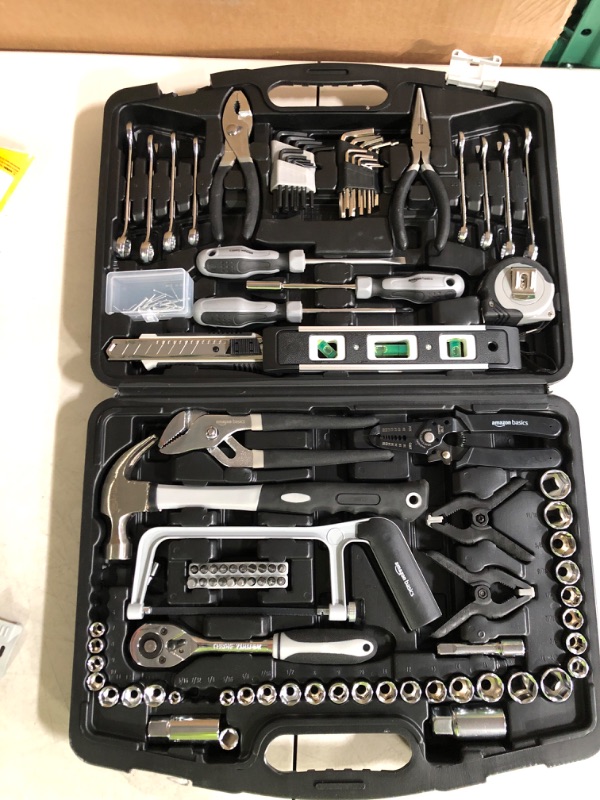 Photo 2 of Amazon Basics 173-Piece General Household Home Repair and Mechanic's Hand Tool Kit Set