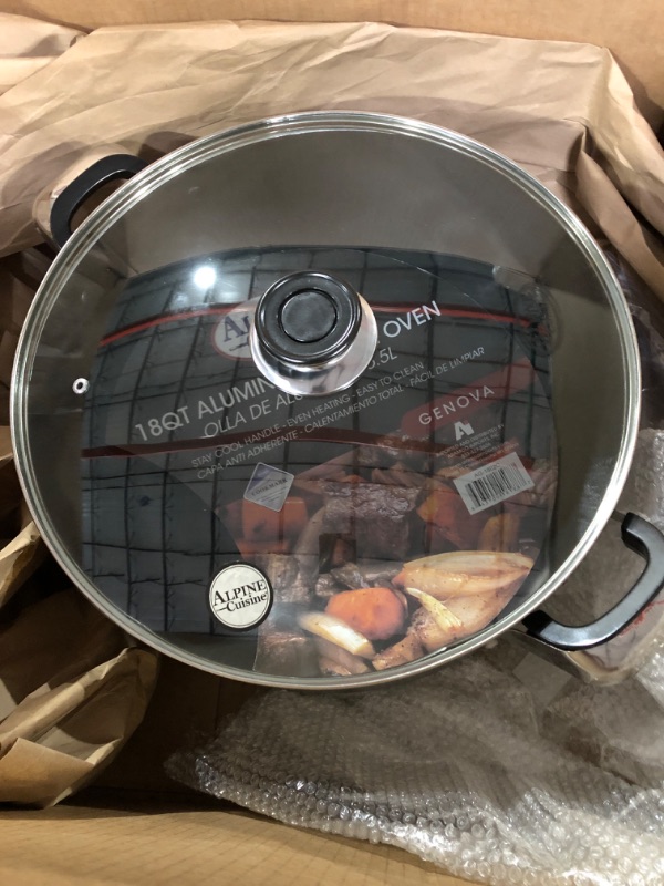 Photo 3 of Aramco Alpine Gourmet Aluminum Non-Stick Coating Open Stock Dutch Oven, 18 quart, Silver/Gray