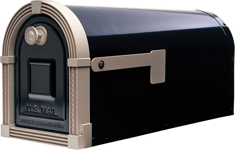 Photo 3 of Brunswick Large, Steel, Post-Mount Mailbox, Black w/Brushed Nickel
