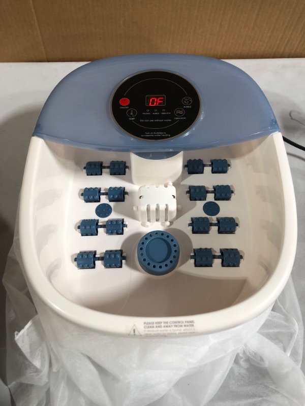 Photo 2 of Foot Spa Bath Massager, Home Pedicure Feet Baths & Spas with Bubbles, Digital Temperature Control(95-118?)Vibrating Soaker Tub Basin,Detachable Massage Rollers Soothing Heat Blue 15.8*13.8*7.8 Inch