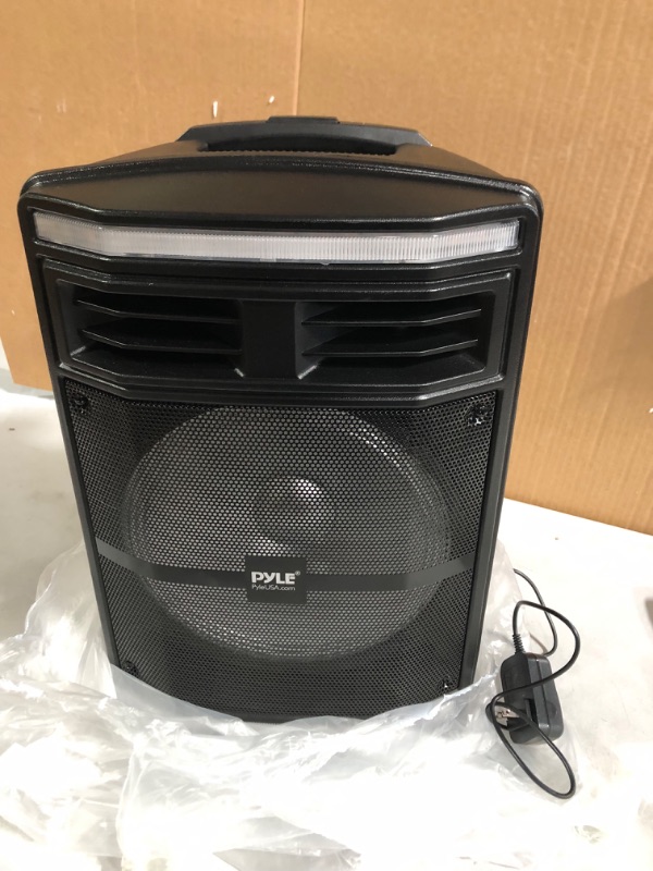 Photo 2 of Portable Bluetooth PA Speaker System - 600W Bluetooth Speaker Portable PA System W/ Rechargeable Battery 1/4" Microphone In, Party Lights, MP3/USB SD Card Reader, Rolling Wheels - Pyle PPHP1044B