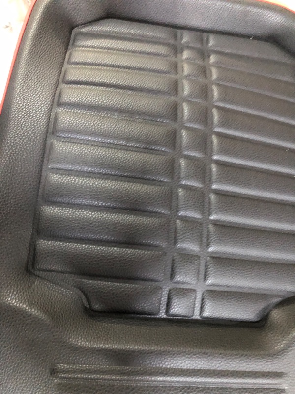 Photo 1 of FH Group Automotive Floor Mats - Red Black PU Leather Floor Mats, Deep Dish Design,