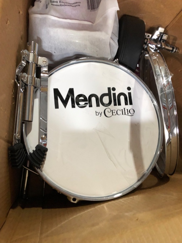 Photo 3 of  SEE NOTES** Mendini By Cecilio Kids Drum Set - Junior Kit w/ 4 Drums (Bass, Tom, Snare, Cymbal), Drumsticks, Drum Throne - Beginner Drum Sets & Musical 