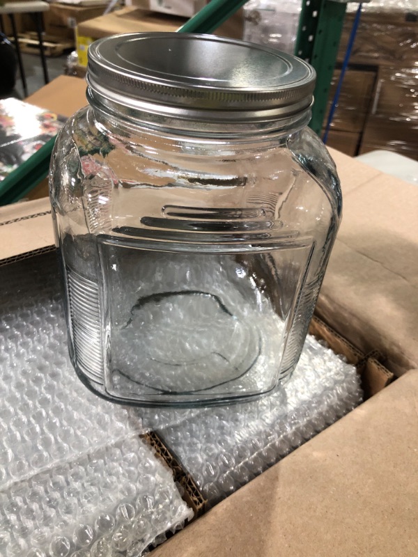 Photo 2 of Anchor Hocking 1-Gallon Cracker Jar with Lid, Brushed Aluminum, Set of 4 1 Gallon Cracker Jar 