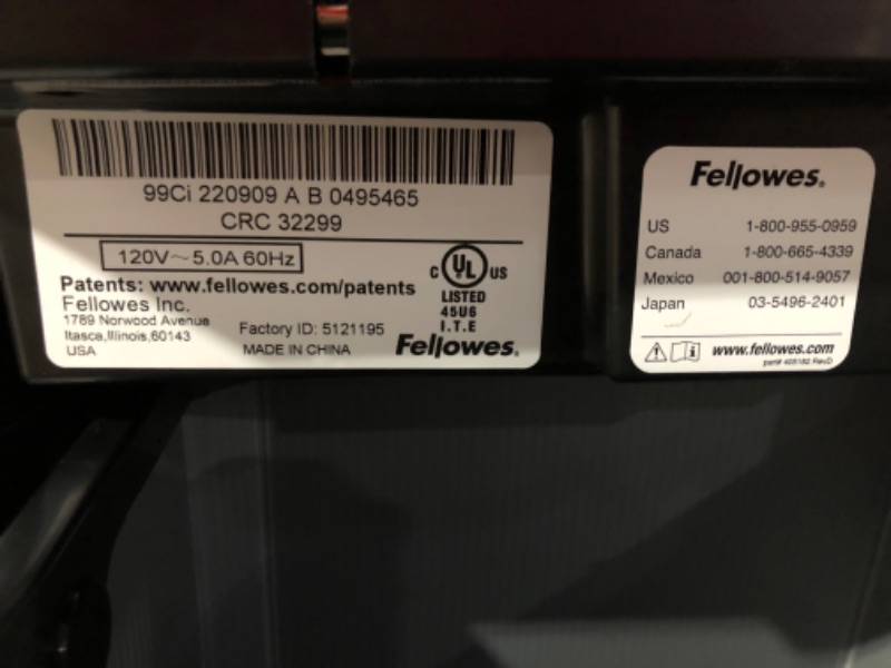 Photo 6 of *NEW* Fellowes Powershred 18-Sheet Capacity, 100% Jam Proof Cross-Cut Paper Shredder, Black/Gray 