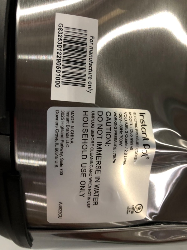 Photo 4 of *SEE NOTES/DAMAGED* Instant Pot Duo Mini 3-Quart Multi-Use Pressure Cooker