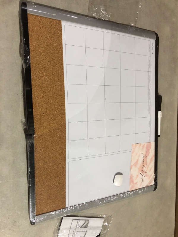 Photo 3 of U Brands Magnetic Dry Erase 3-in-1 Calendar Board, Black/Gray 16'' x 20''