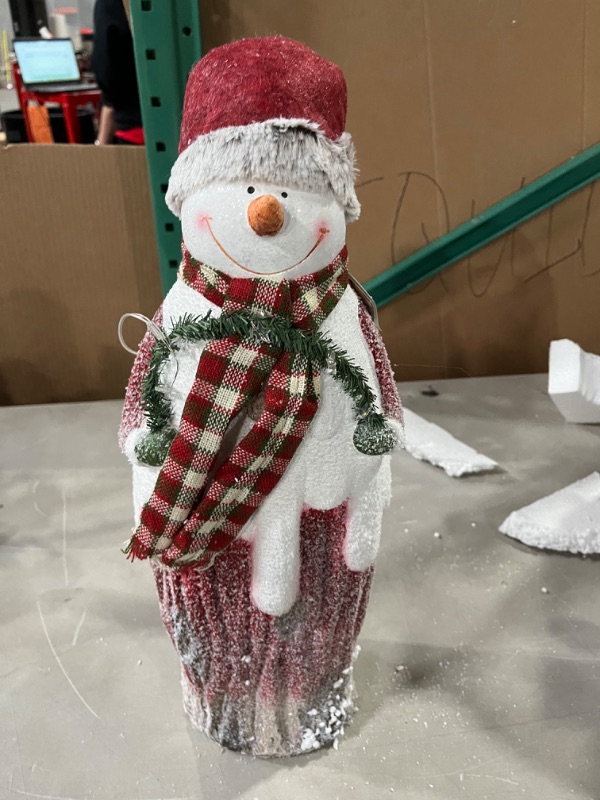 Photo 2 of Alpine Corporation 30" H Country Snowman Statue with LED Lights