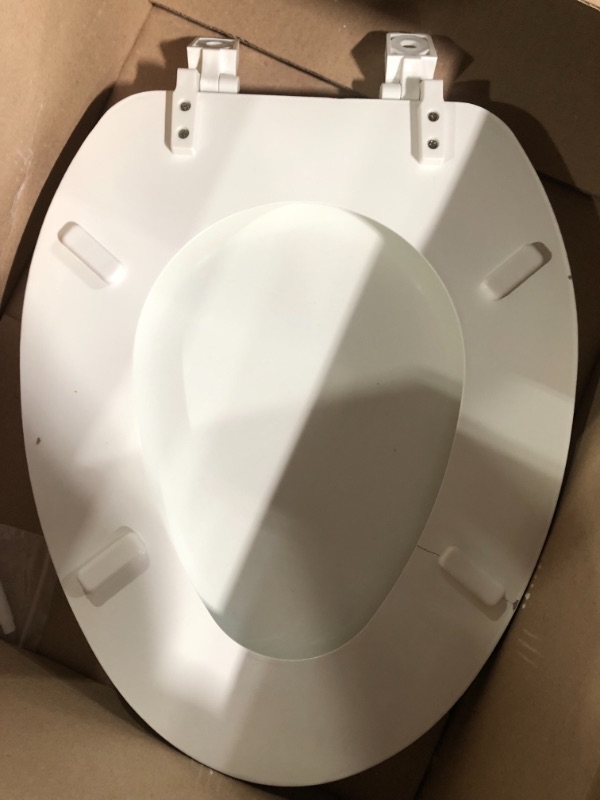 Photo 3 of [DAMAGE] EZ-FLO White Wood Toilet Seat with Lid