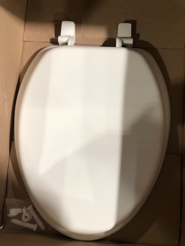 Photo 4 of [DAMAGE] EZ-FLO White Wood Toilet Seat with Lid