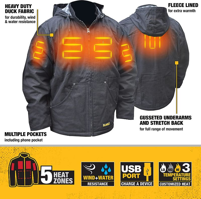 Photo 1 of DEWALT 2XL Black Polyester Heated Jacket